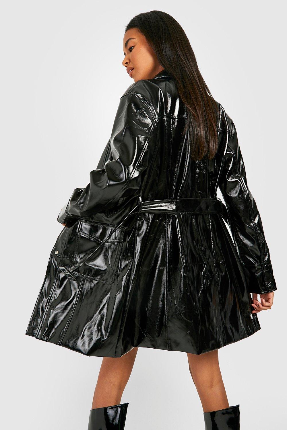 Black vinyl raincoat online