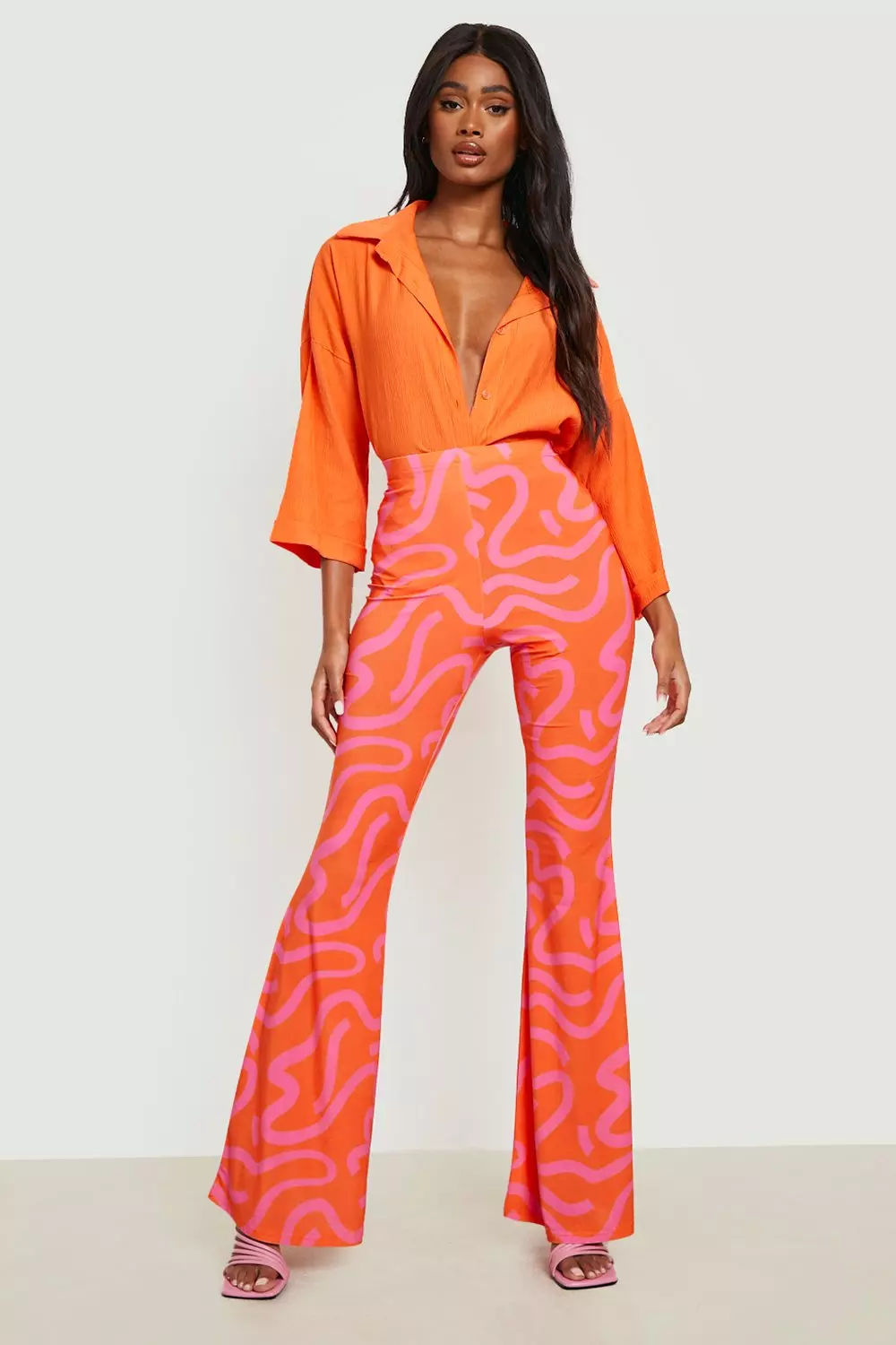 Abstract Printed Flared Trousers