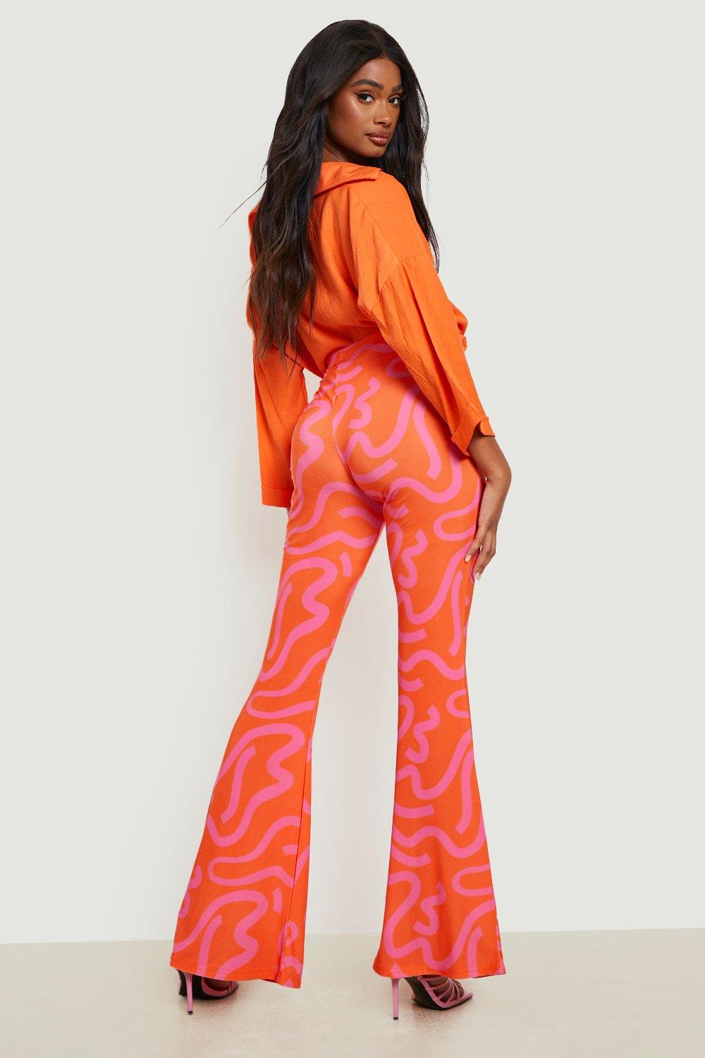 Abstract Printed Flared Trousers