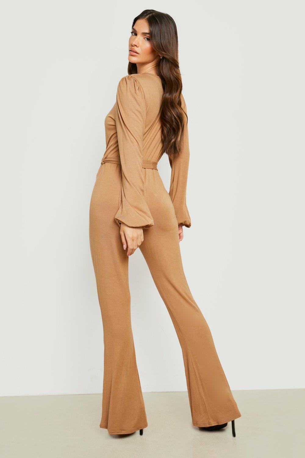 Volume Sleeve Flare Leg Jumpsuit