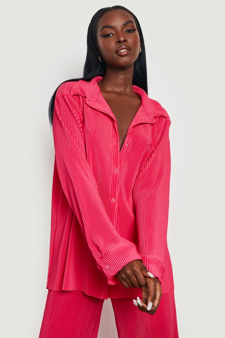 Camicia oversize plissettata, Pink image number 1