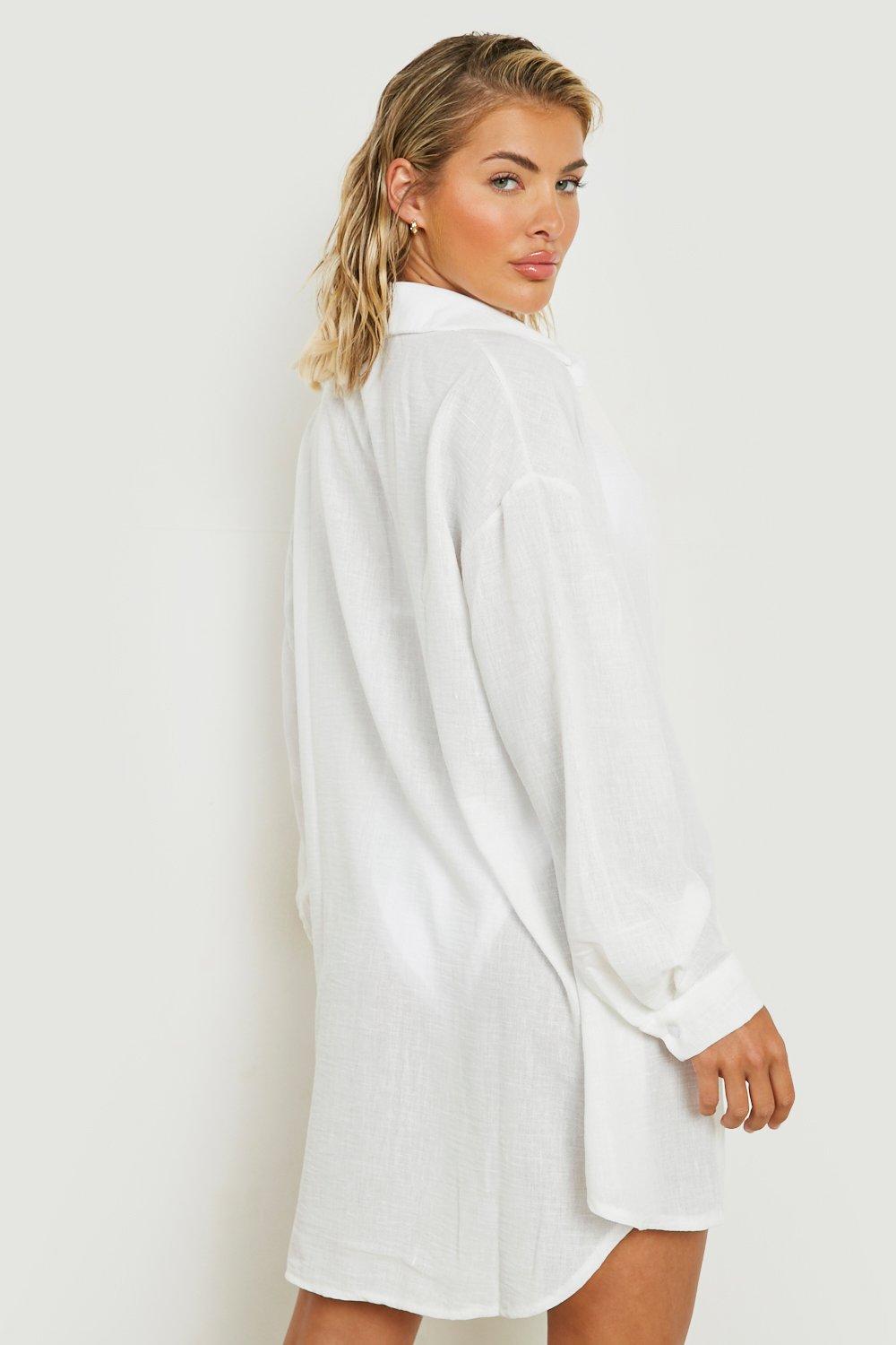 parachute helemaal skelet Oversized Linnen Strand Blouse | boohoo