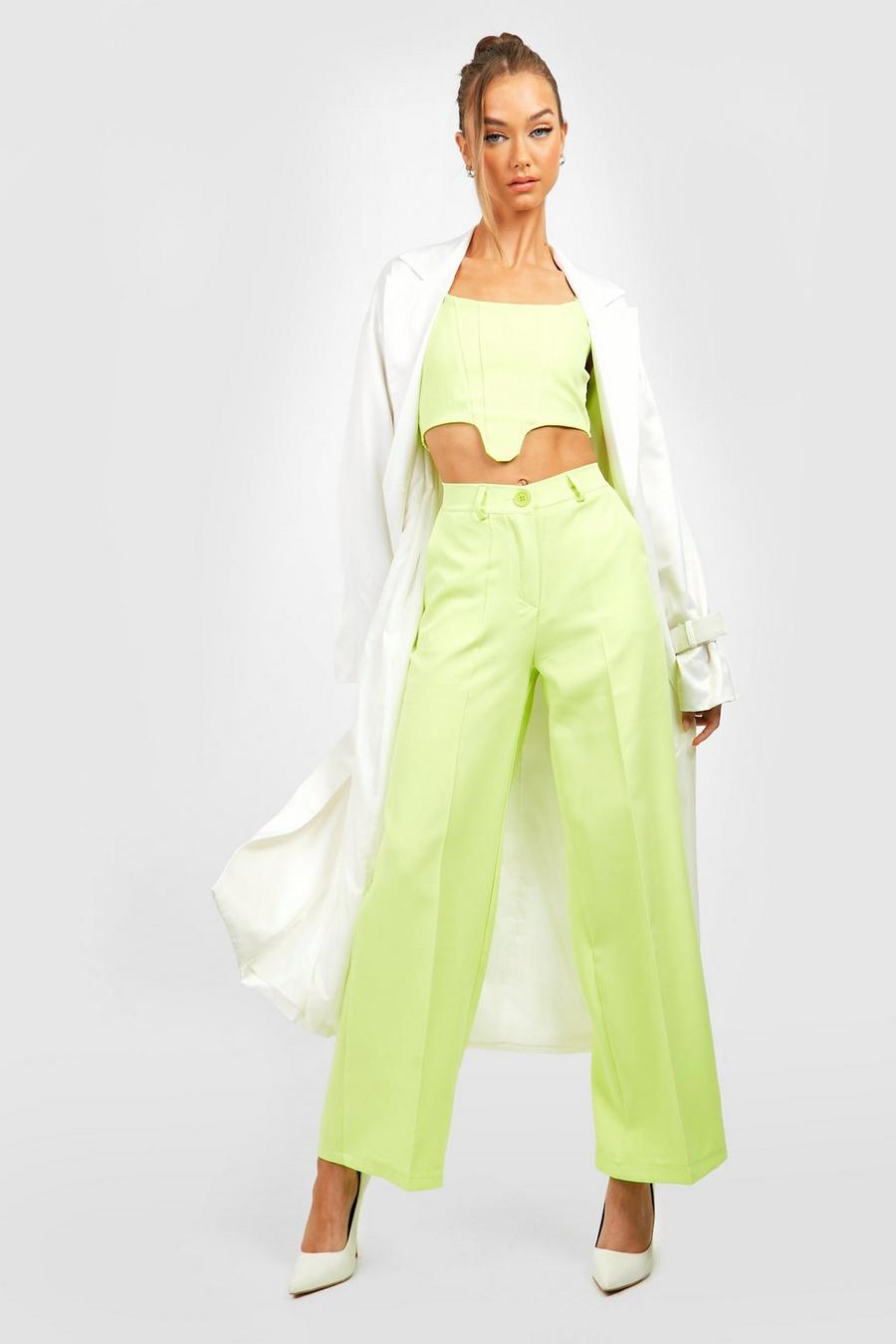 Lime Tailored Wide Leg Pants image number 1