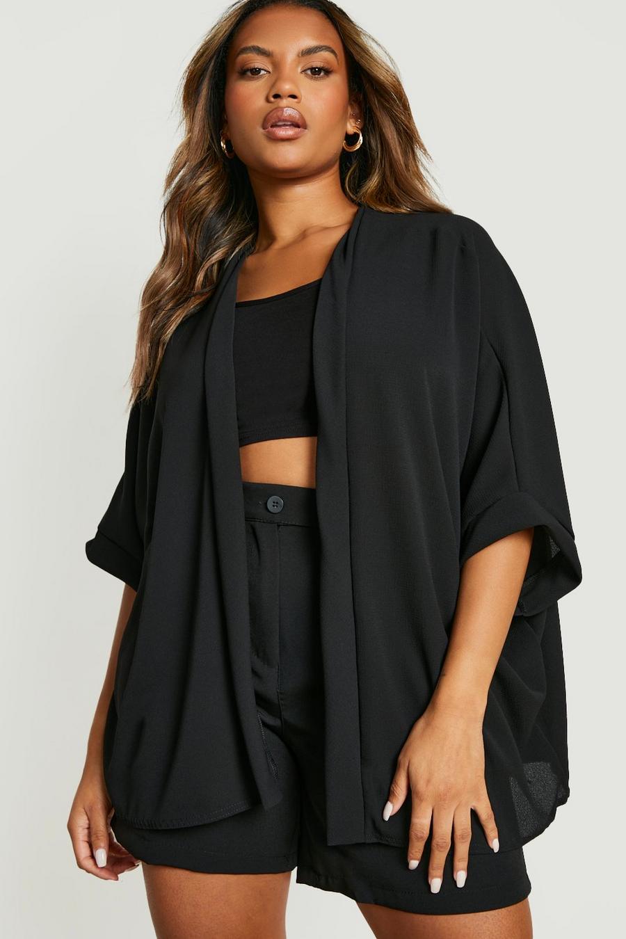 Black Plus Woven Kimono