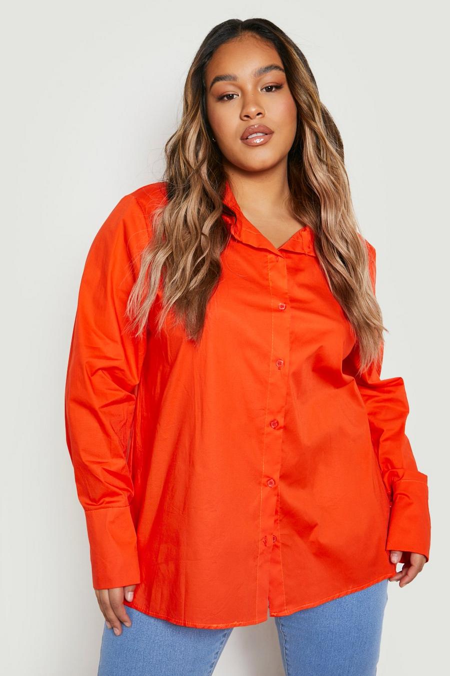 Orange Plus Oversized Poplin Shirt  image number 1