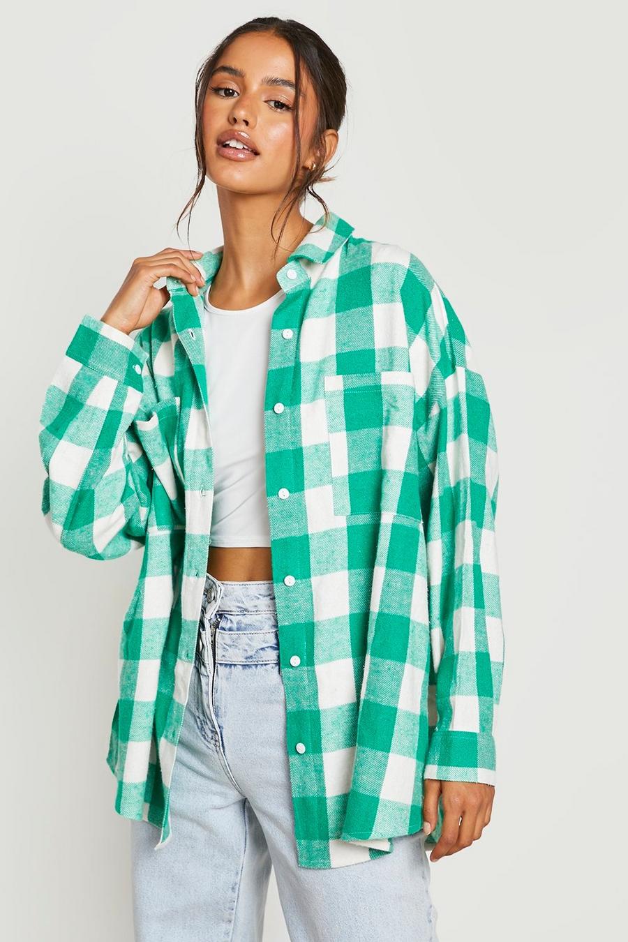 Green Oversized Checked Shirt  image number 1