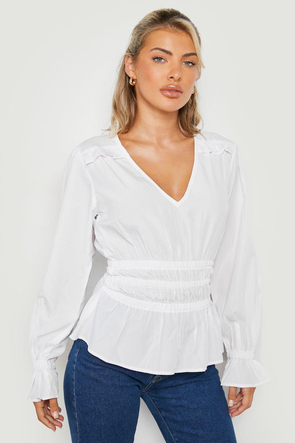 Women's Woven Peplum Blouse 