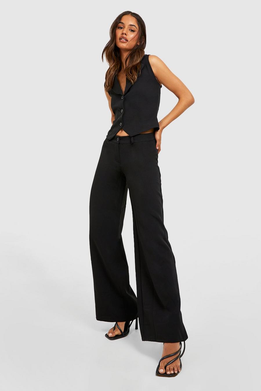 Black Low Rise Tailored Wide Leg Trousers  image number 1