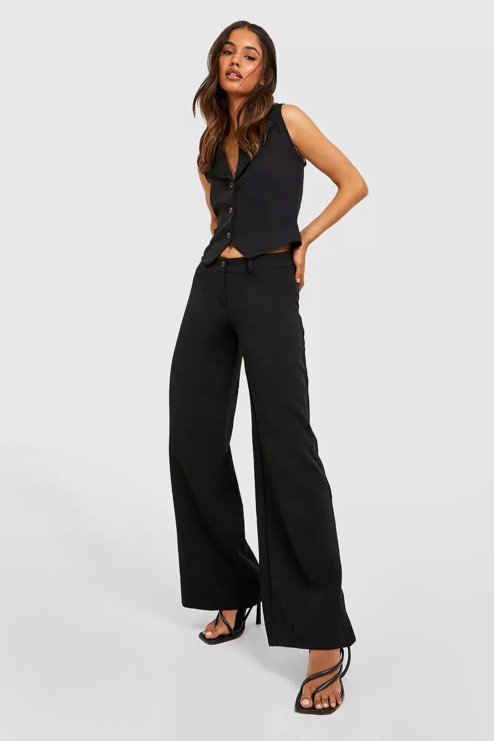 Low rise wide cheap leg trousers