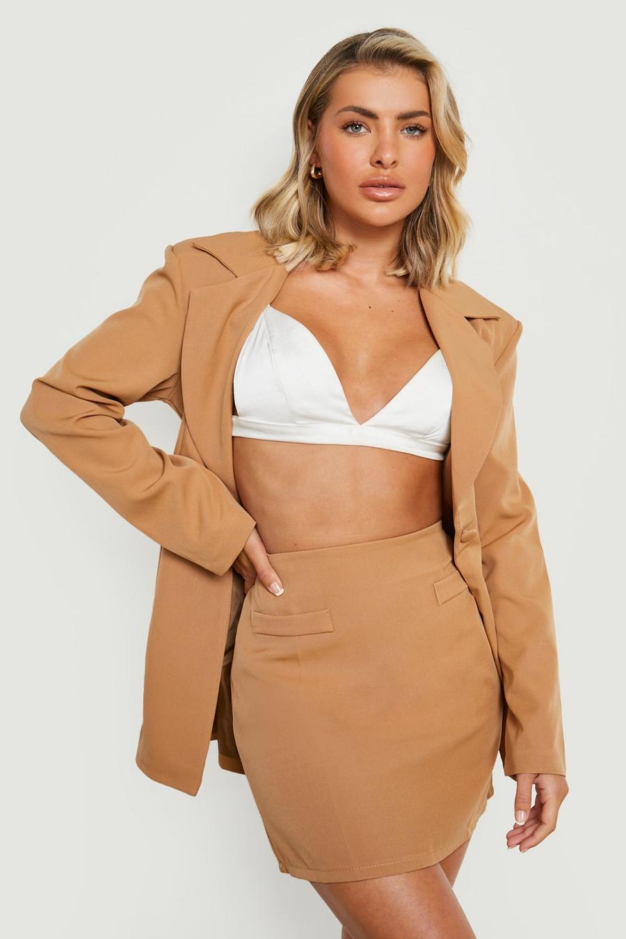Camel Low Rise Tailored Micro Mini Skirt  image number 1