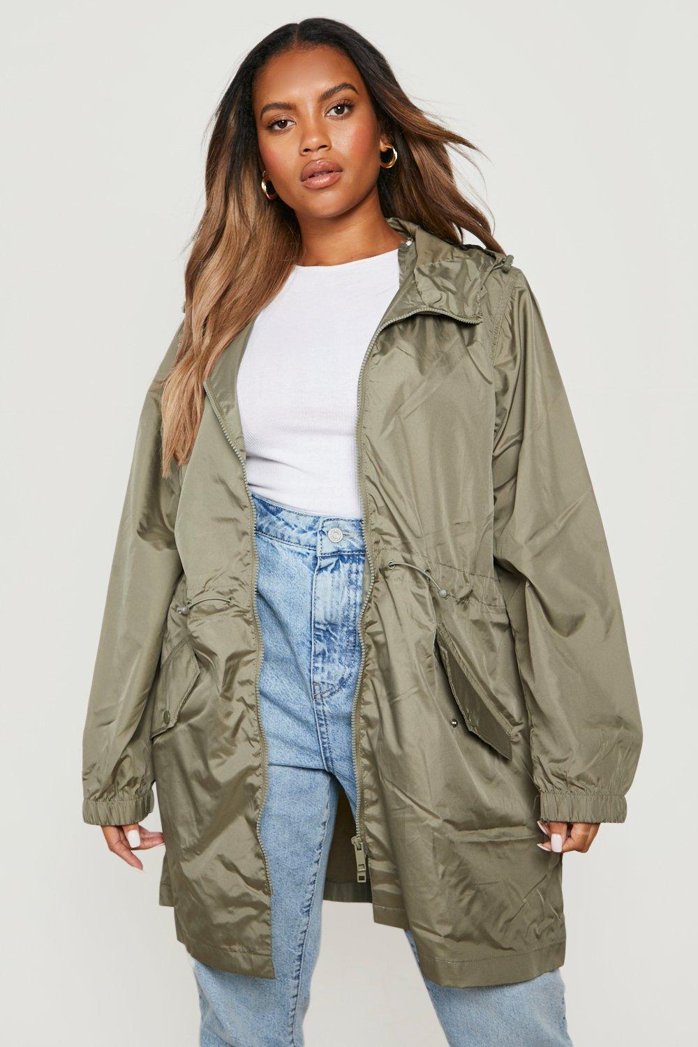 Plus Coated Rain Mac boohoo UK