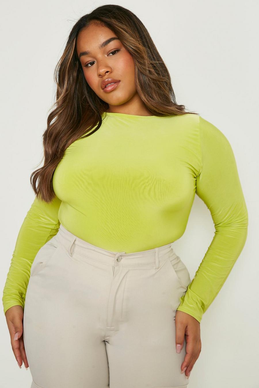 Olive Plus Double Layer Long Sleeve Bodysuit image number 1