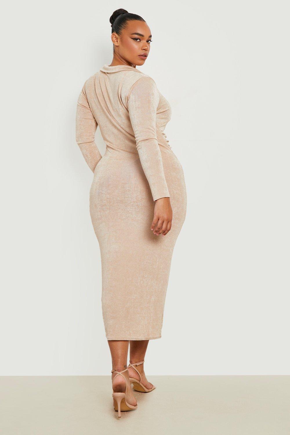 Boohoo slinky hot sale midi dress