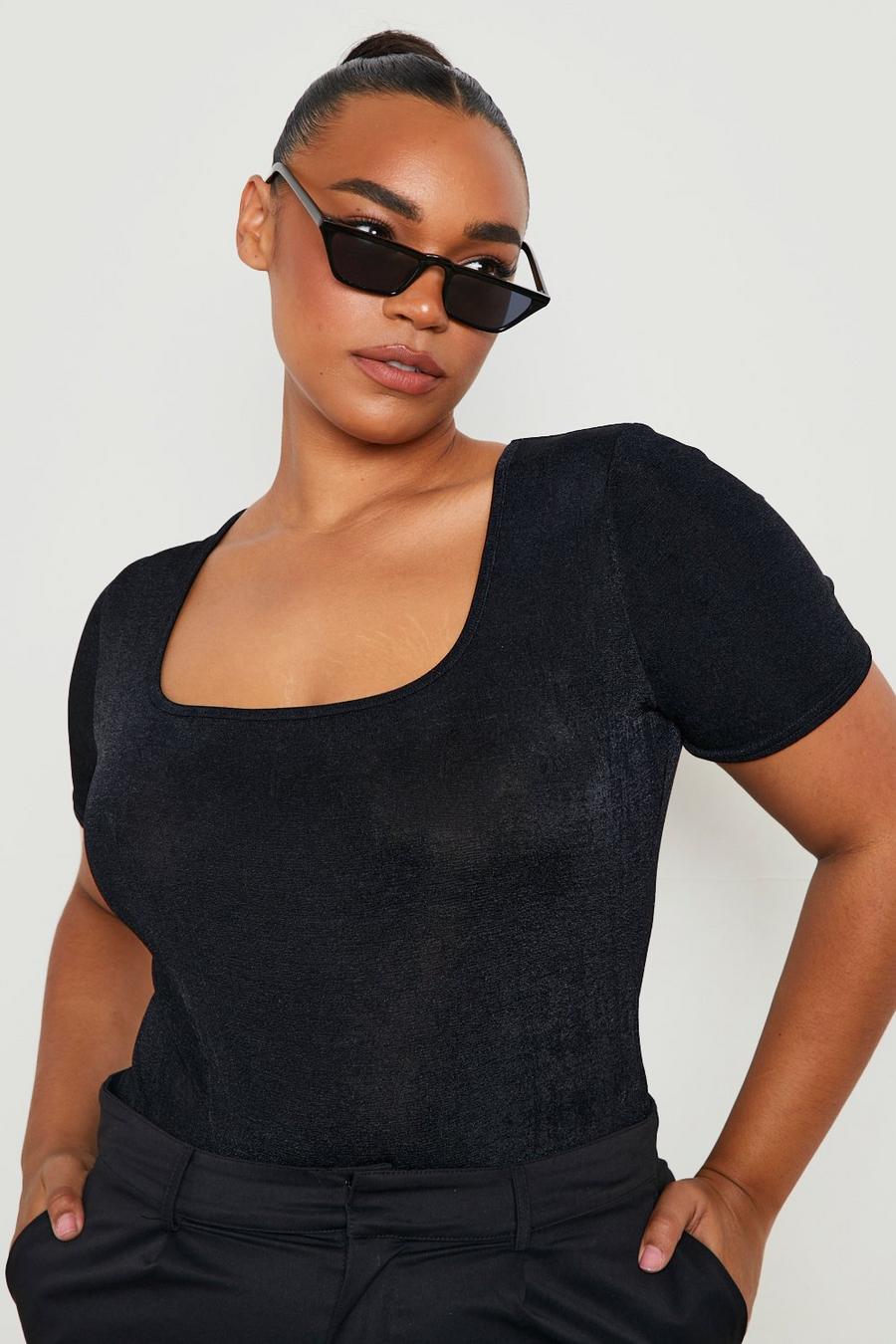 Grande taille - Body cape soyeux, Black image number 1