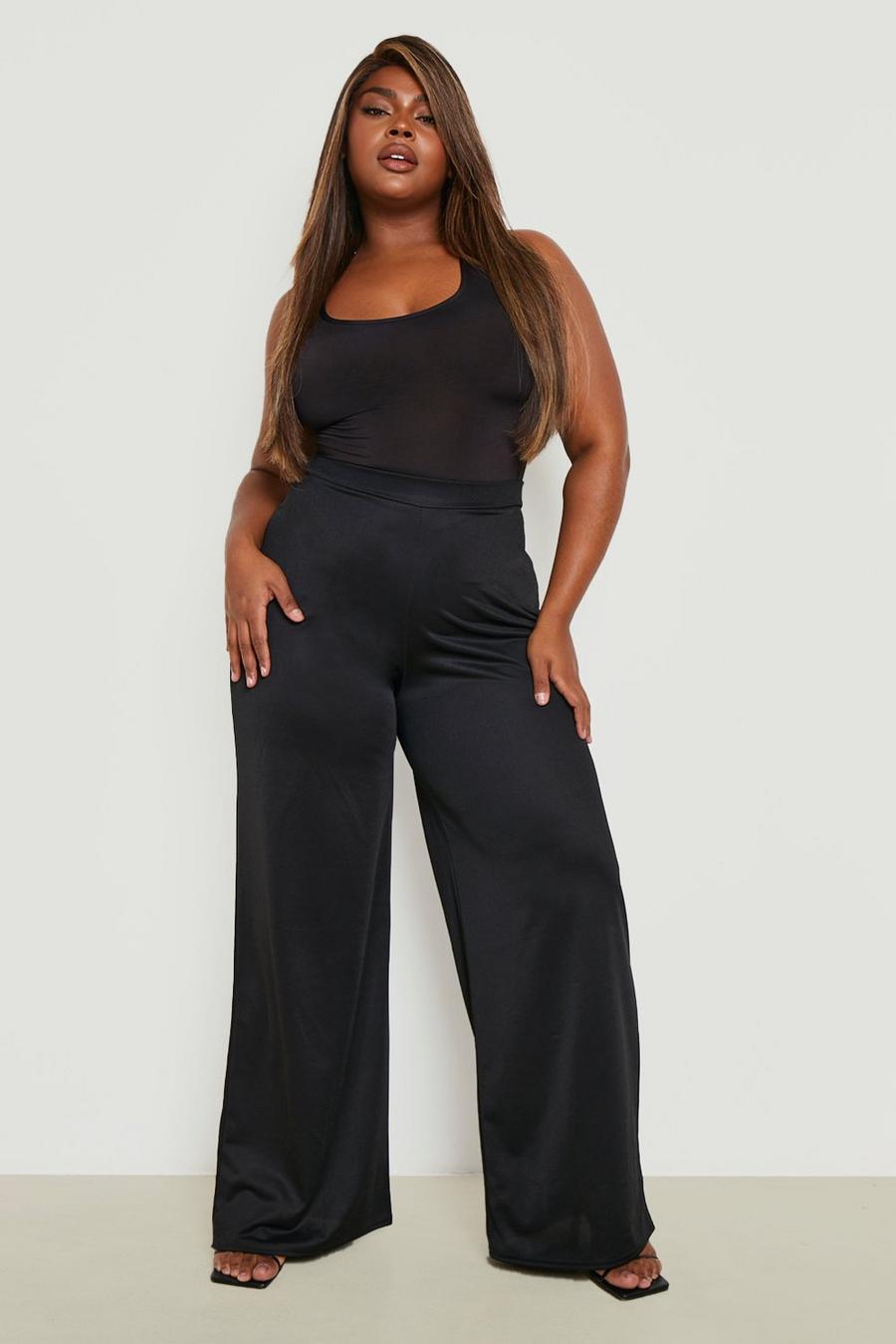 Black Plus Halter Neck Maxi Top & Wide Leg Trousers Co-Ord image number 1
