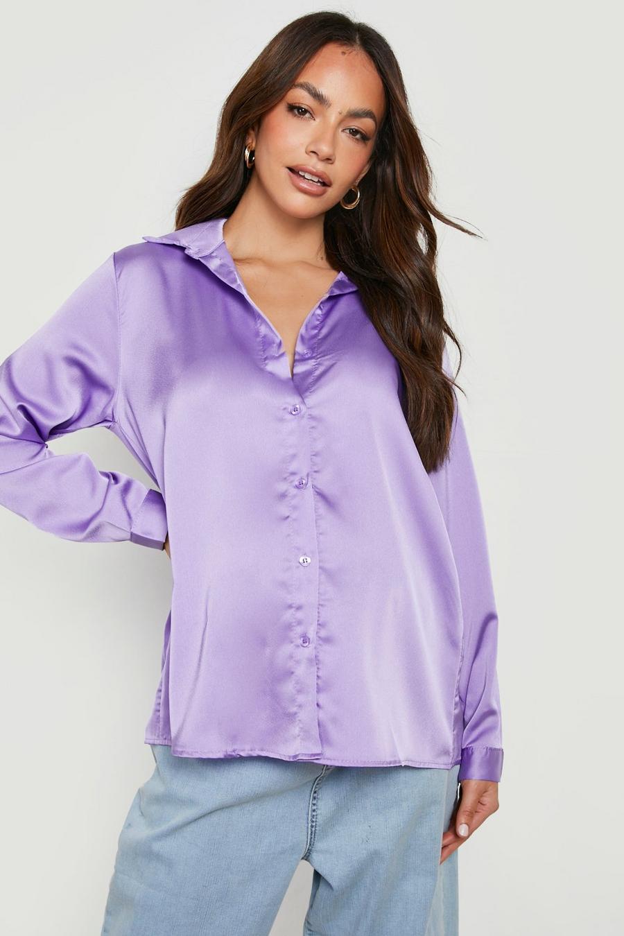 Lilac Mammakläder Oversize skjorta i satin image number 1