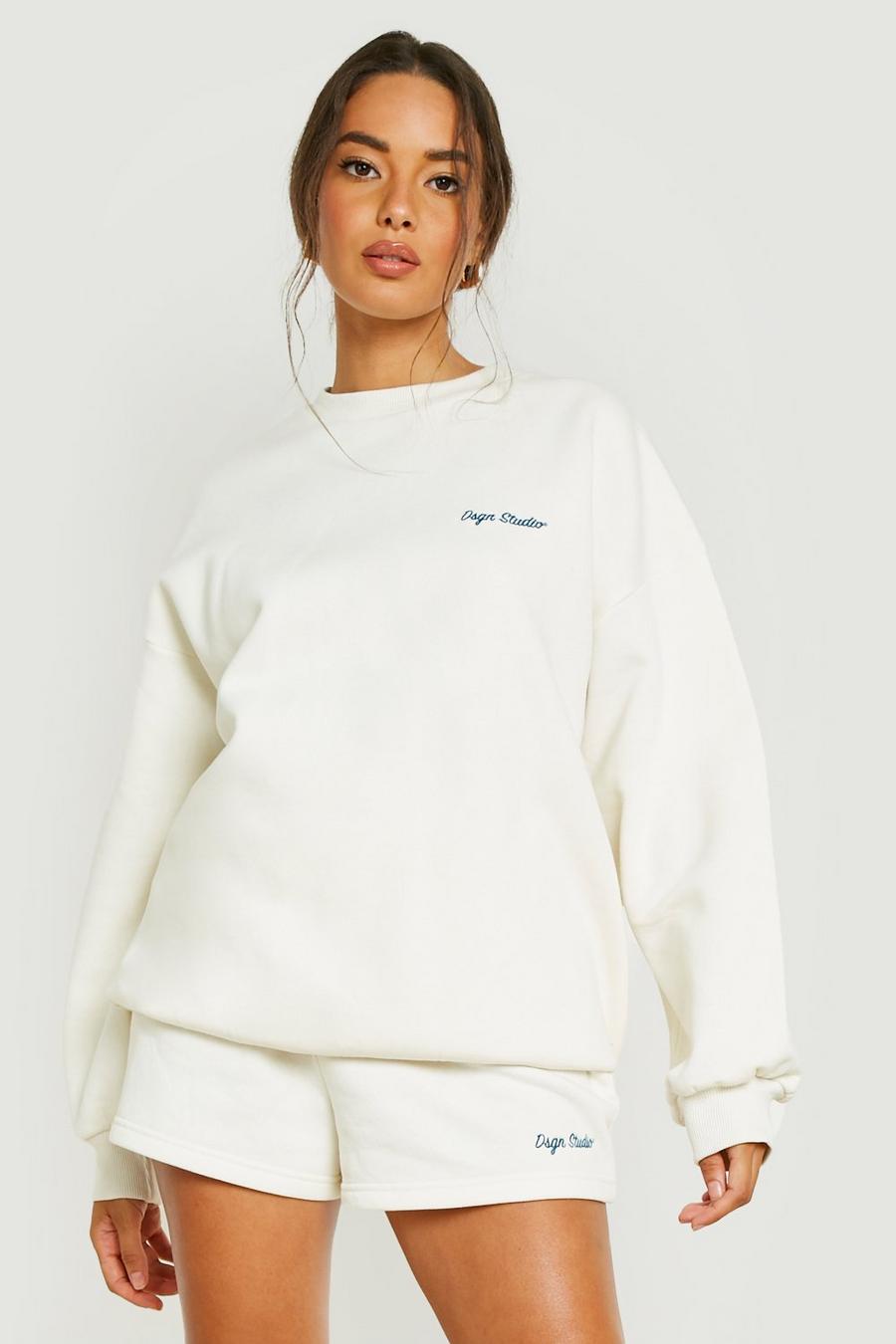 Ecru white Dsgn Studio Embroidered Sweater Tracksuit  image number 1