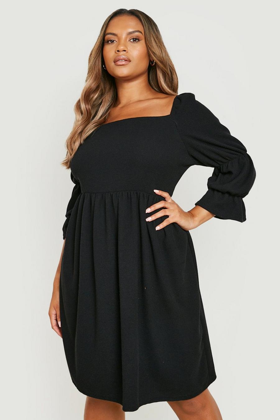 Black Plus Långärmad klänning med puffärm image number 1
