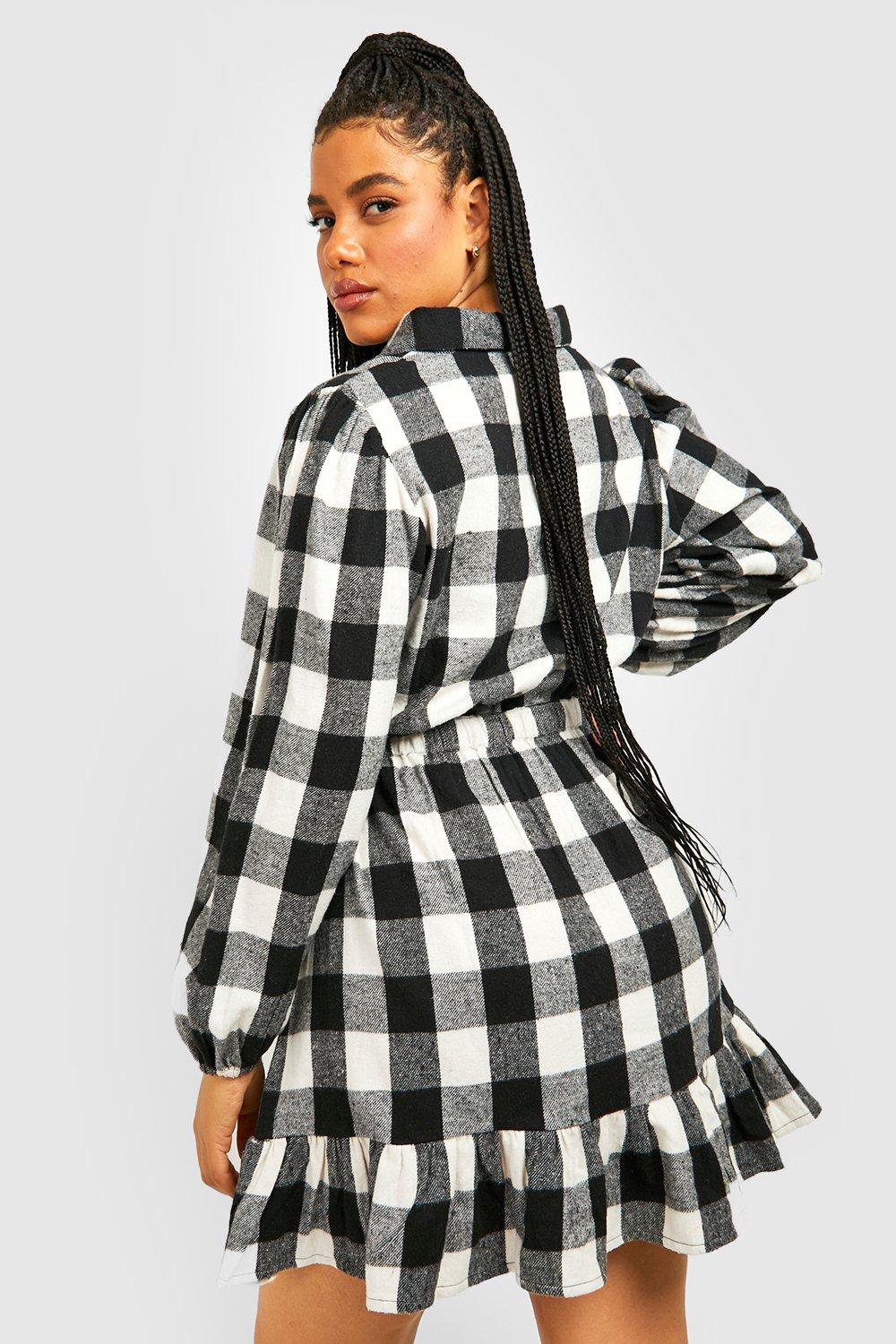 Flannel Tiered Shirtdress