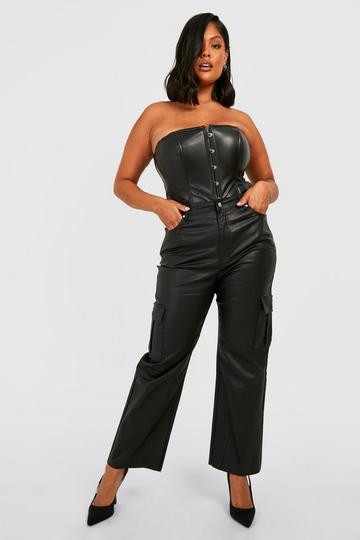 Grande taille - Jean cargo taille haute black