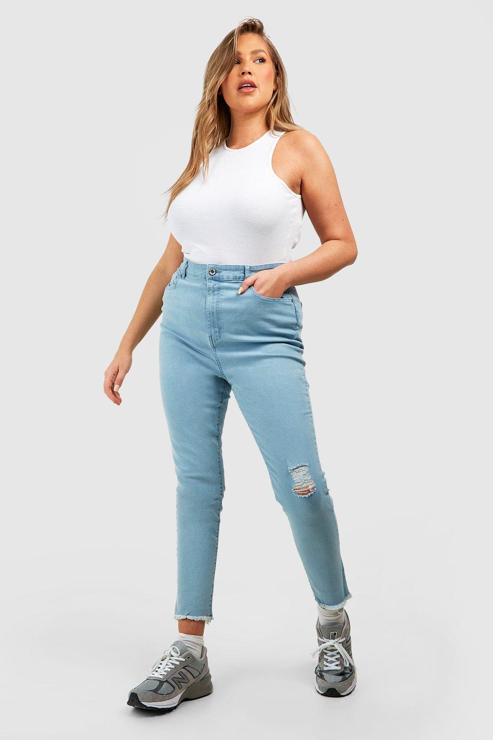 Skinny high waist hot sale raw hem jeans