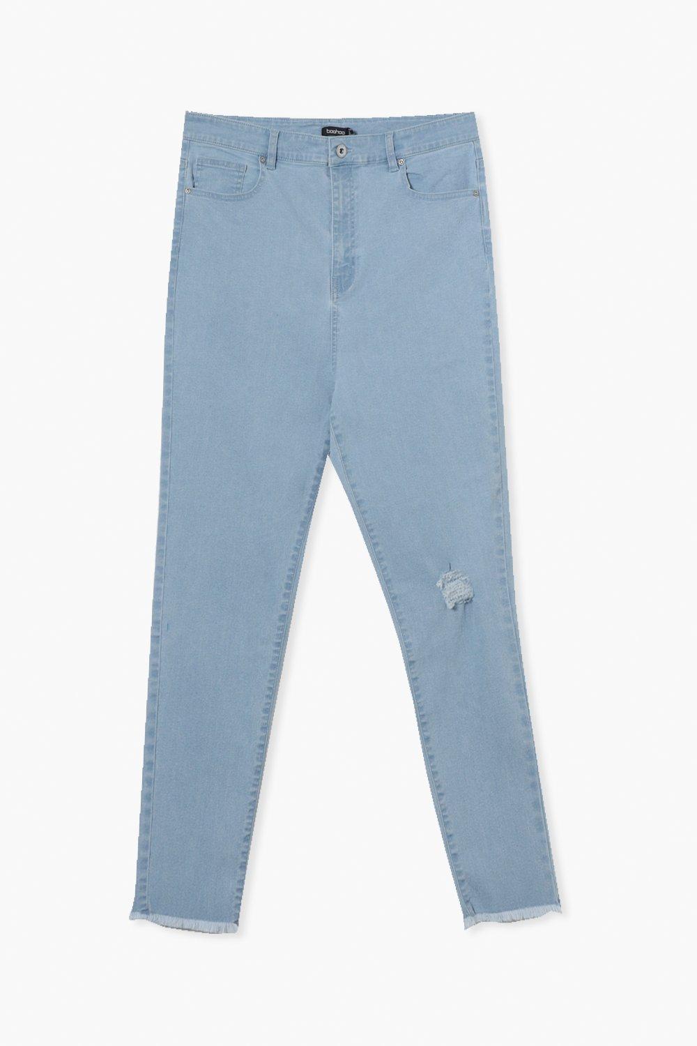 High waisted raw hem on sale jeans