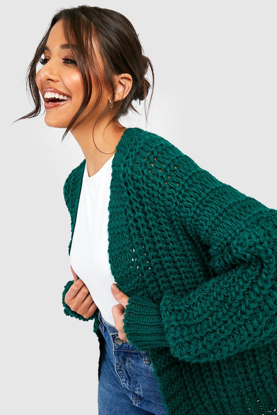 Bottle green Chunky Cropped Cardigan