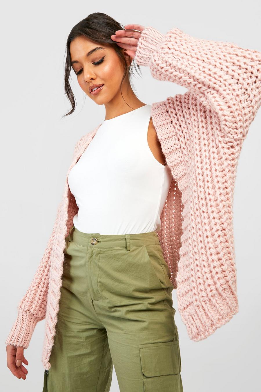 Hot pink Chunky Cropped Cardigan image number 1