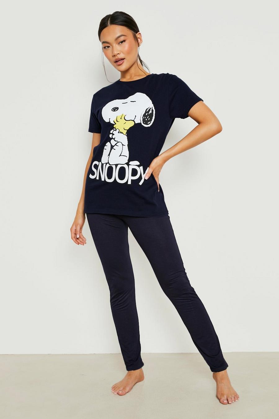 Navy marinblå Snoopy License Pj T-shirt & Legging Set