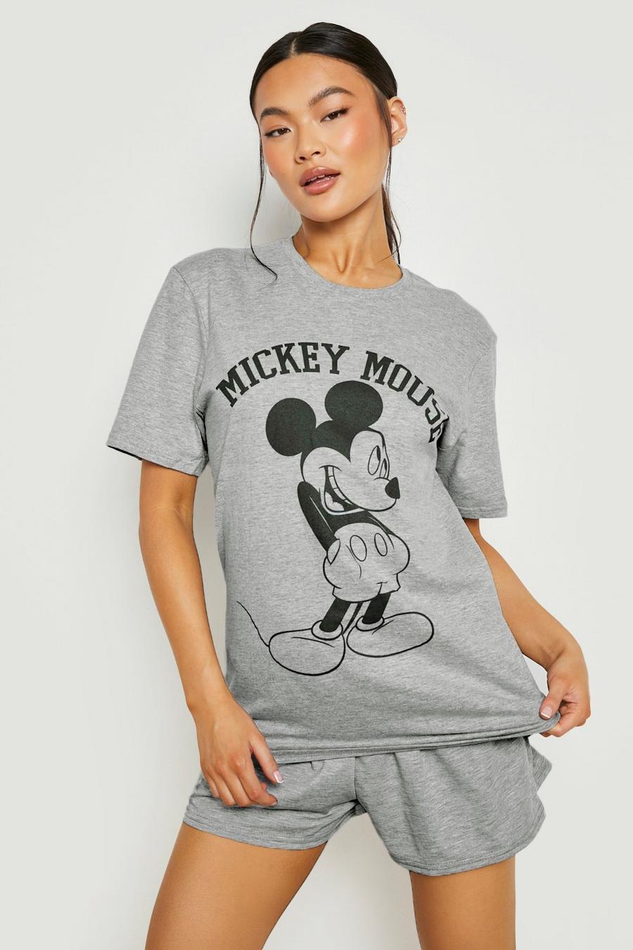 Pijama de Disney con pantalón corto y estampado de Mickey Mouse, Grey marl gris
