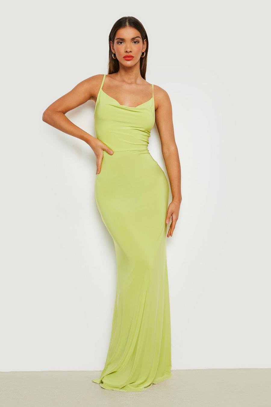 Lime Cowl Neck Maxi Dress image number 1
