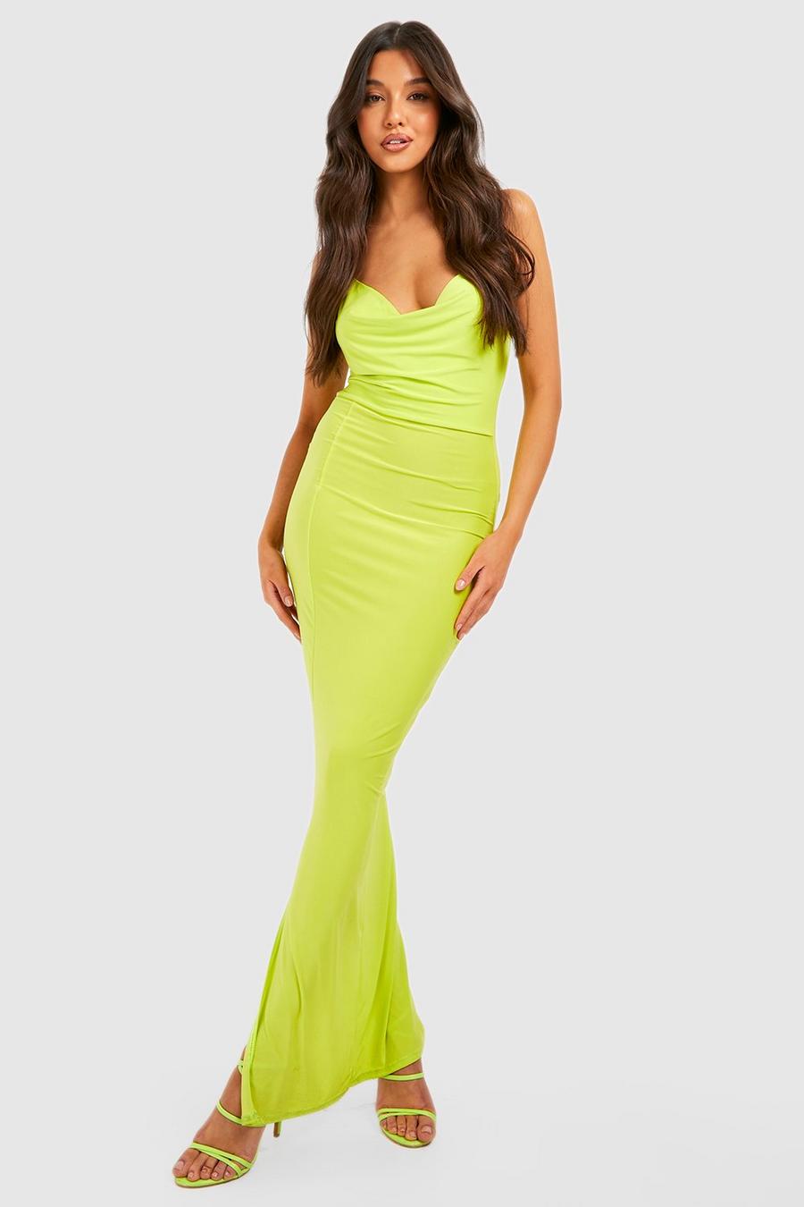 Lime Cowl Front Maxi Dress image number 1