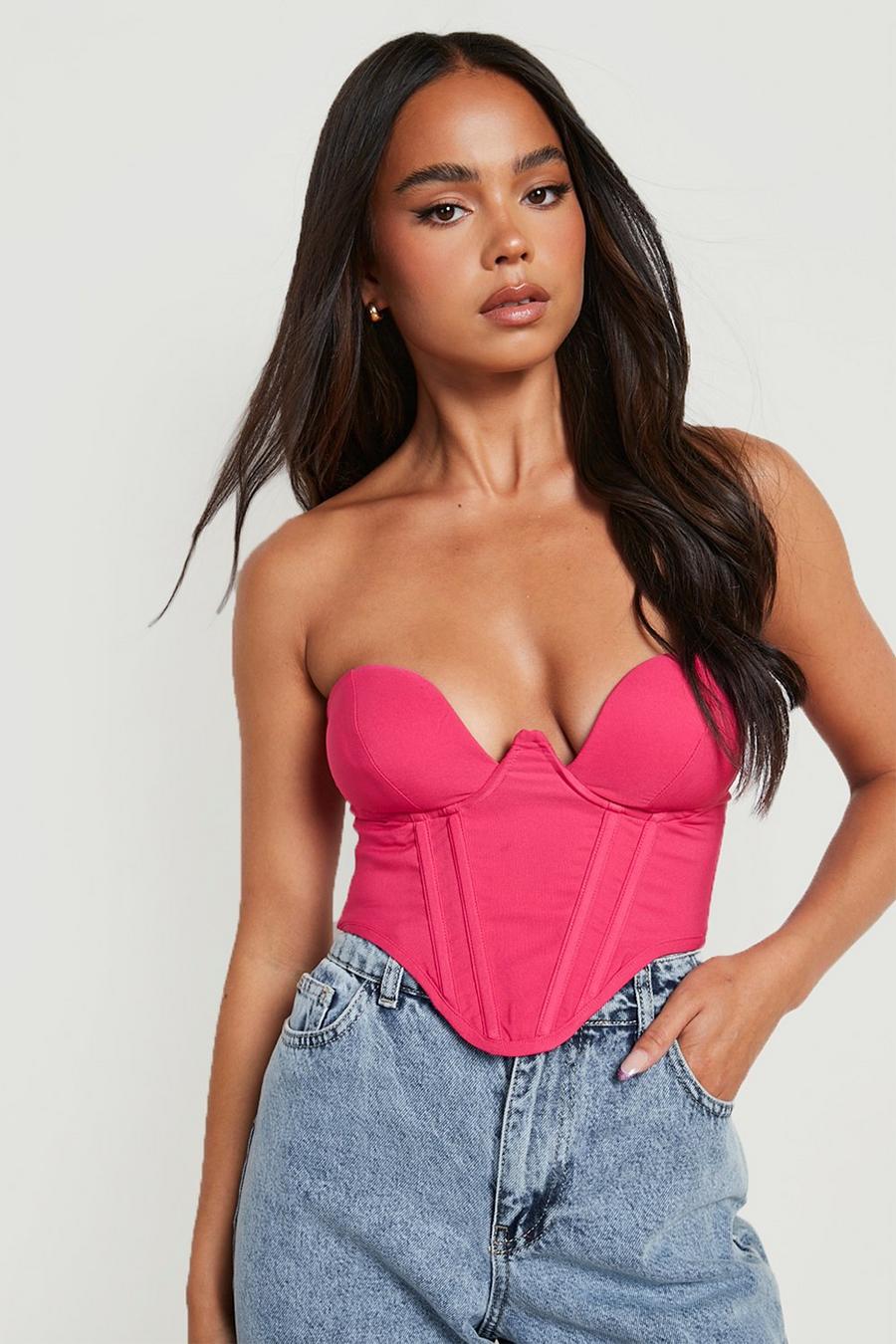 Hot pink Petite Bandeau Structured Corset Top image number 1