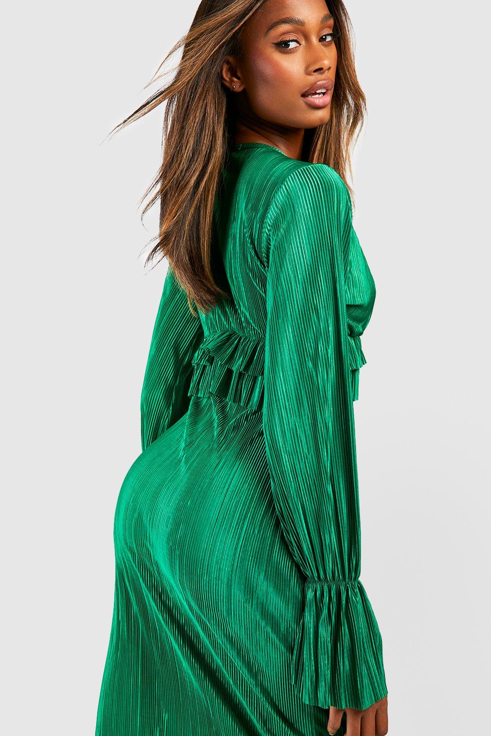 boohoo green dress