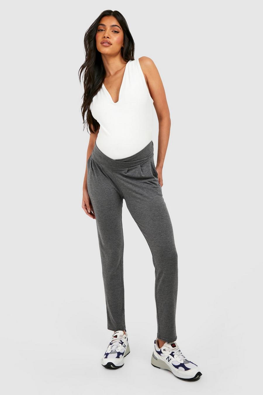 Dark grey Maternity Under Bump Jersey Knit Tapered Pants image number 1