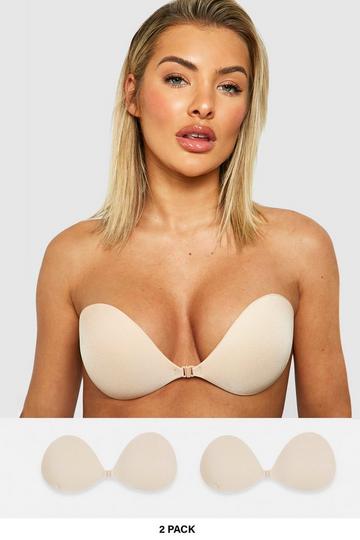 2 Pack Stick On Front Fastening Bra nude