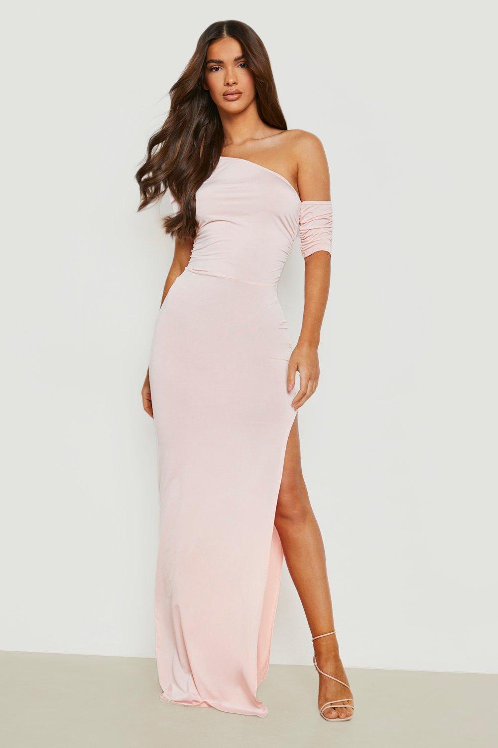 Off shoulder hotsell split maxi dress