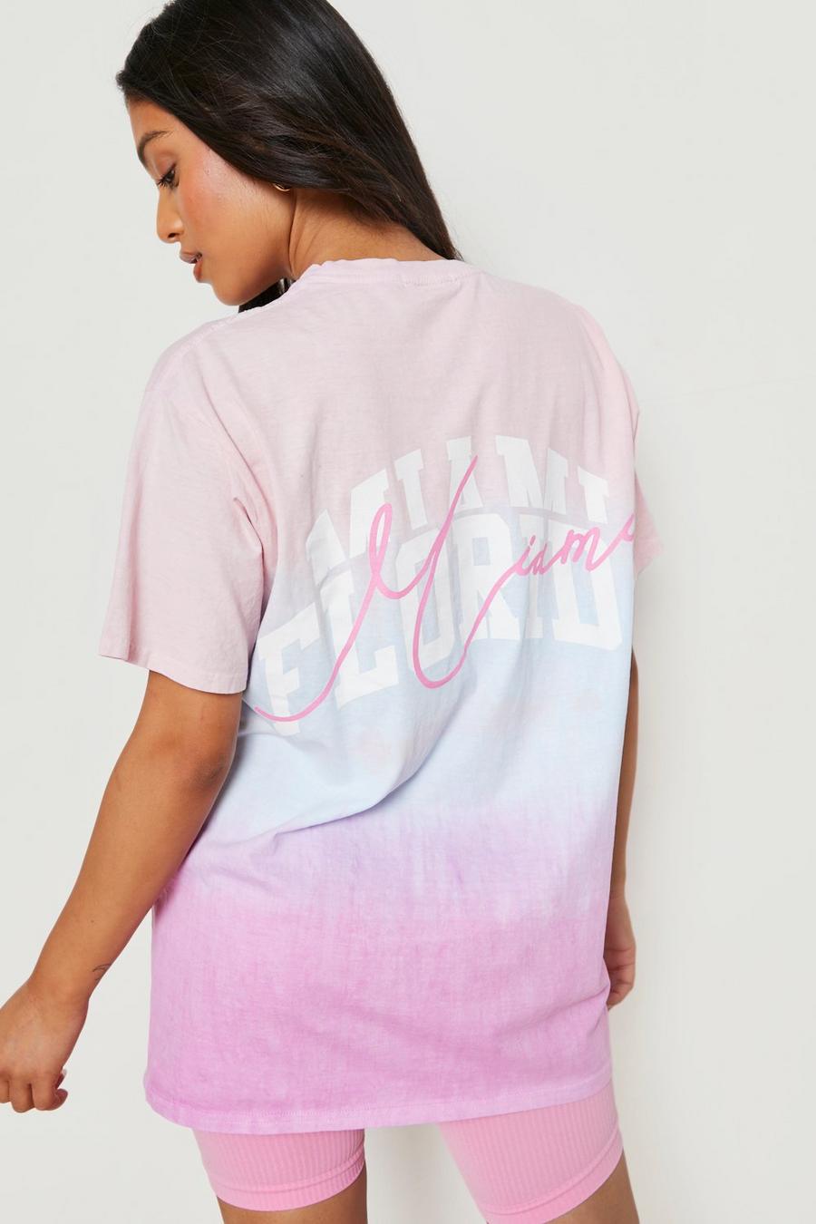 Petite - T-shirt surteint à imprimé Miami au dos, Pink image number 1