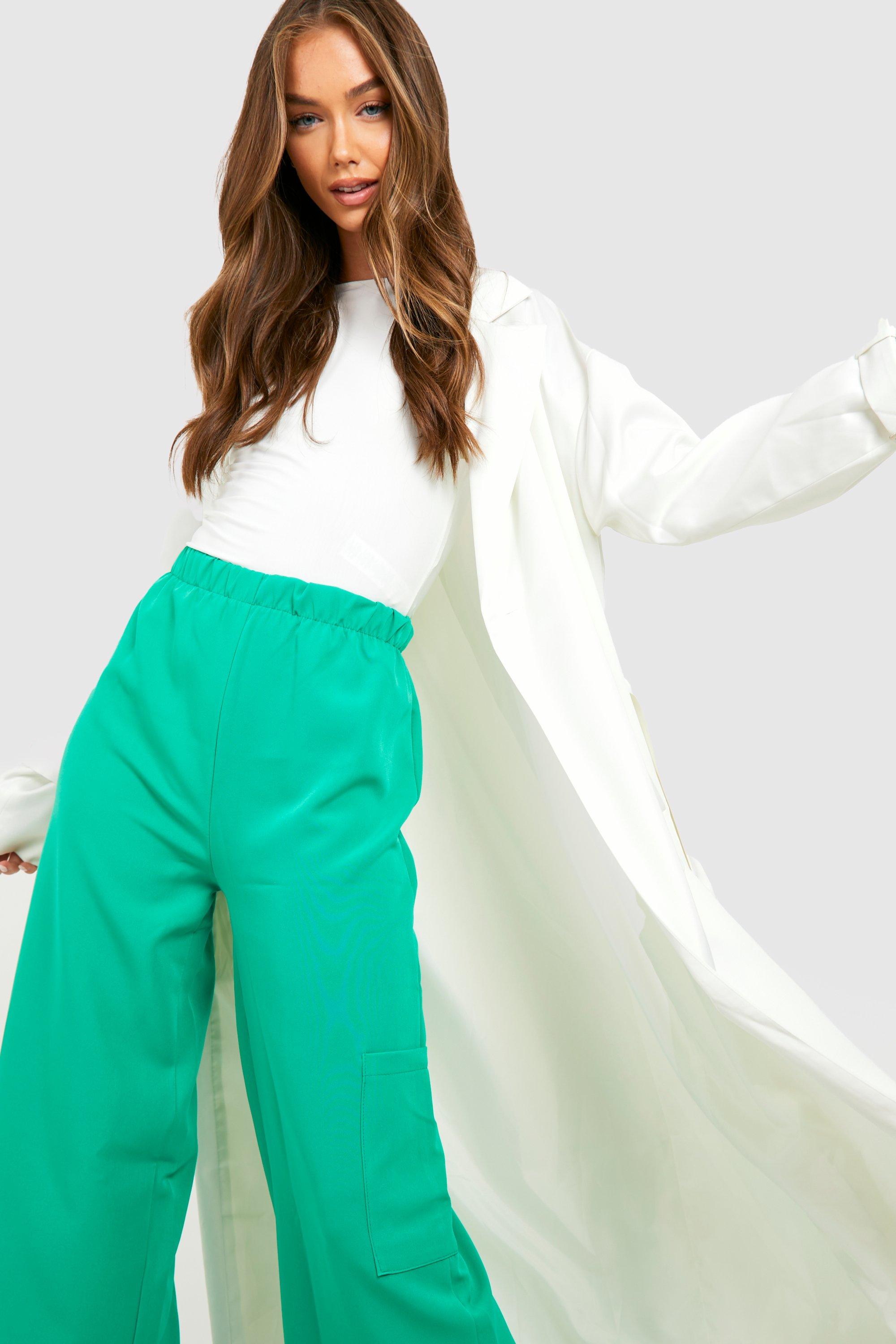 Green High Waist Wide Leg Trousers