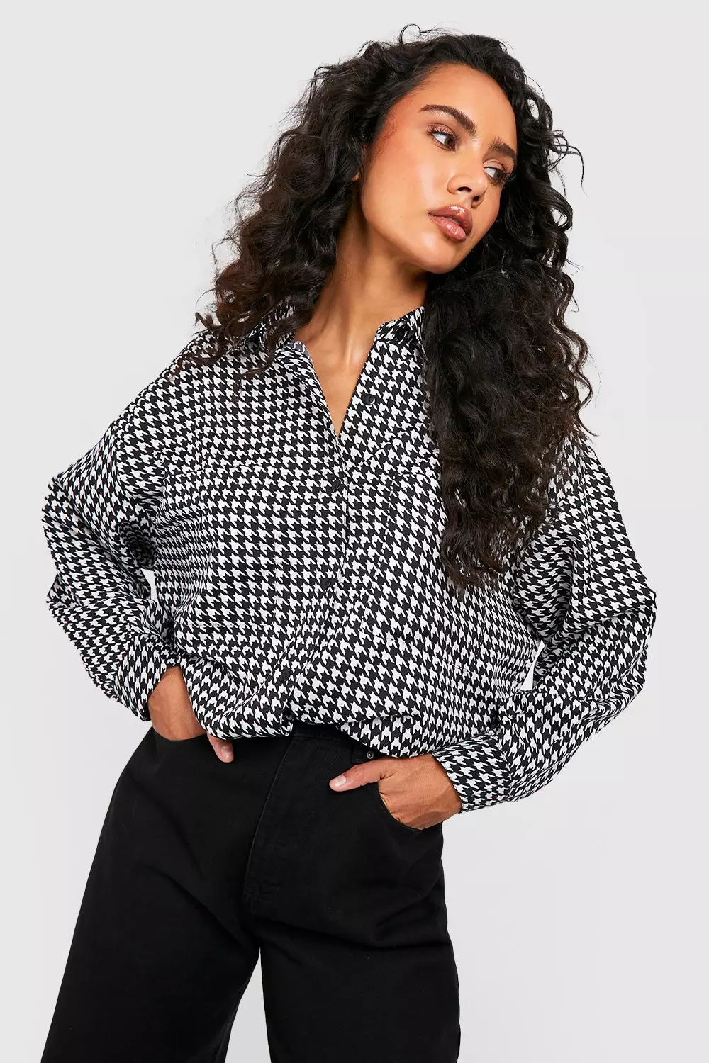 トップス FACE DESIGN TWO-TONE CHECKED SHIRT Boohoo ME
