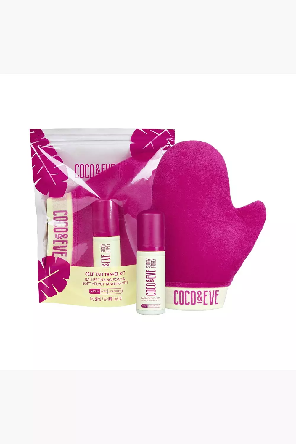 Yellow Coco & Eve Self Tan Travel Kit Medium - 60ml Medium Tan + Tan Mitt alternative image