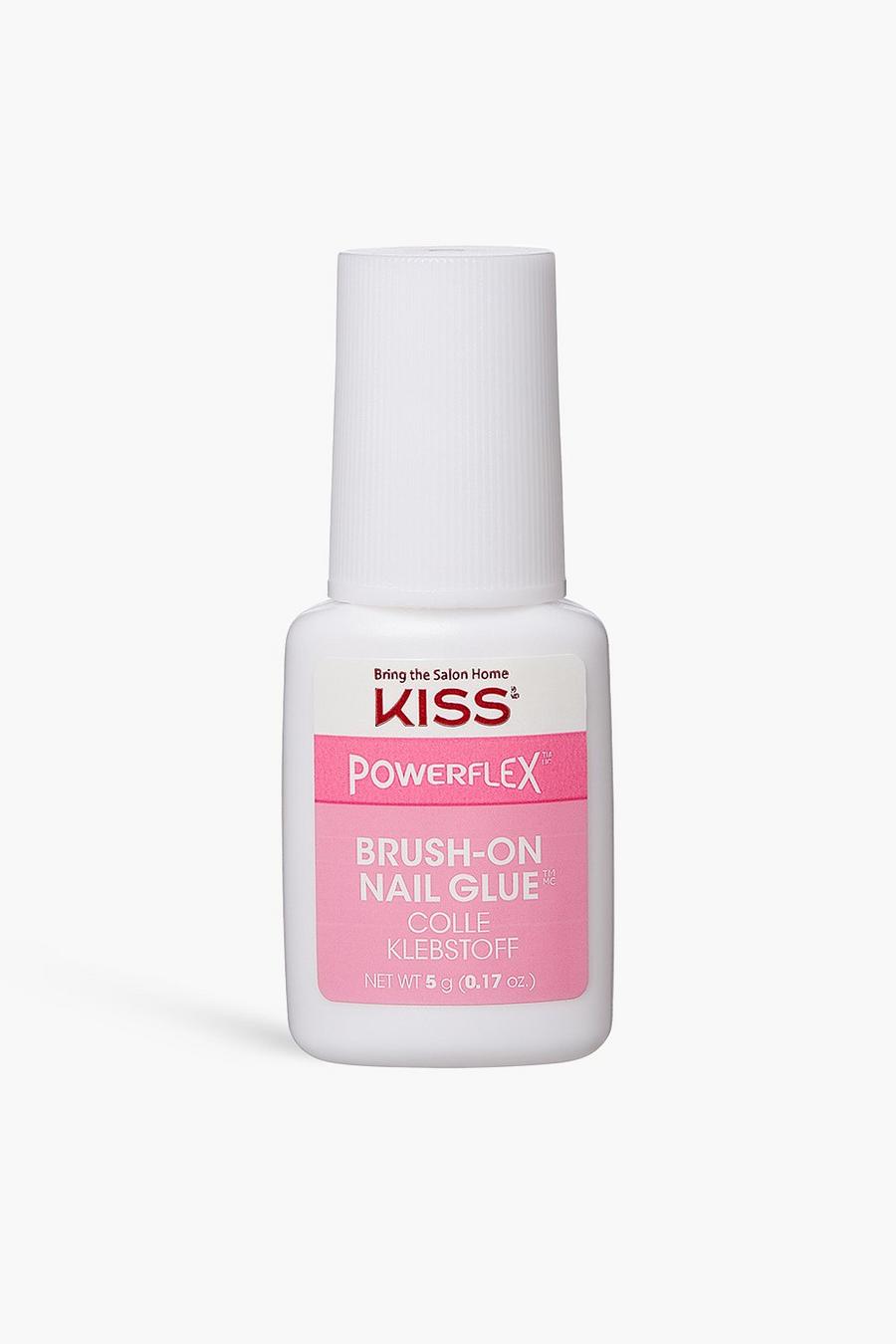 Kiss Powerflex - Colla adesiva per unghie con pennellino applicatore, Clear