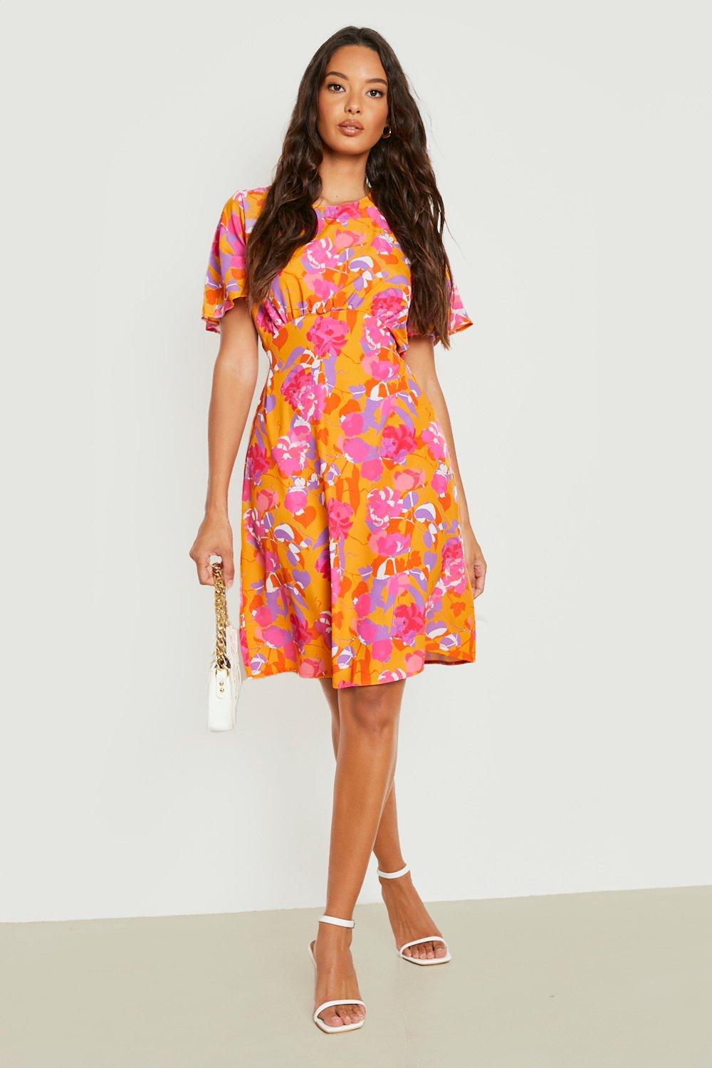 Chiffon Floral Tiered Strappy Midi Dress