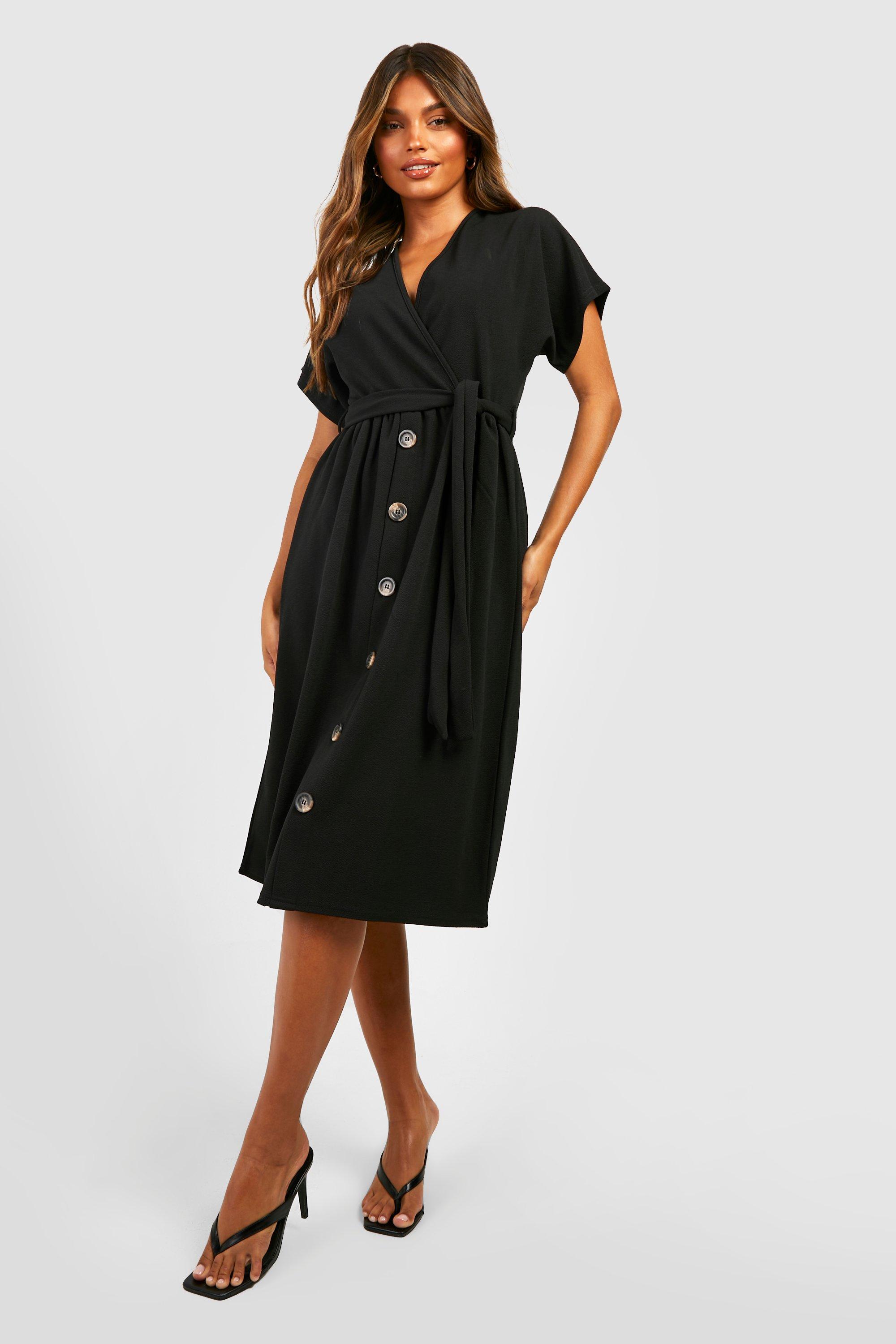 Belted button best sale up midi dress