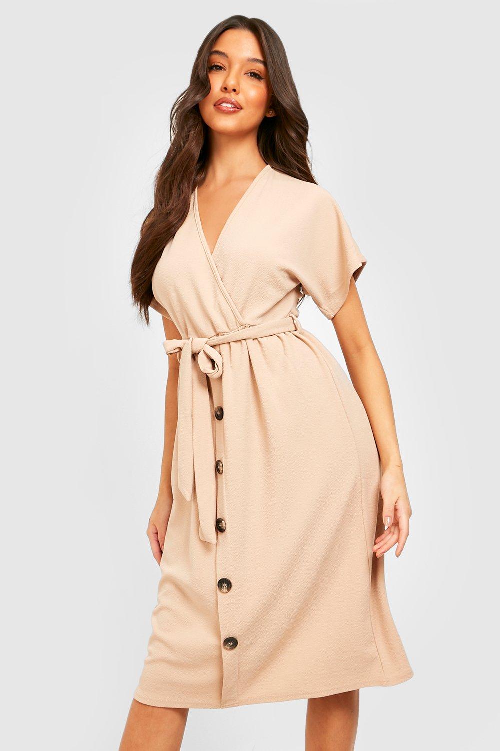 Belted Button Down Midi Dress