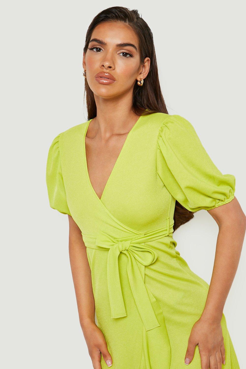 Boohoo yellow best sale wrap dress