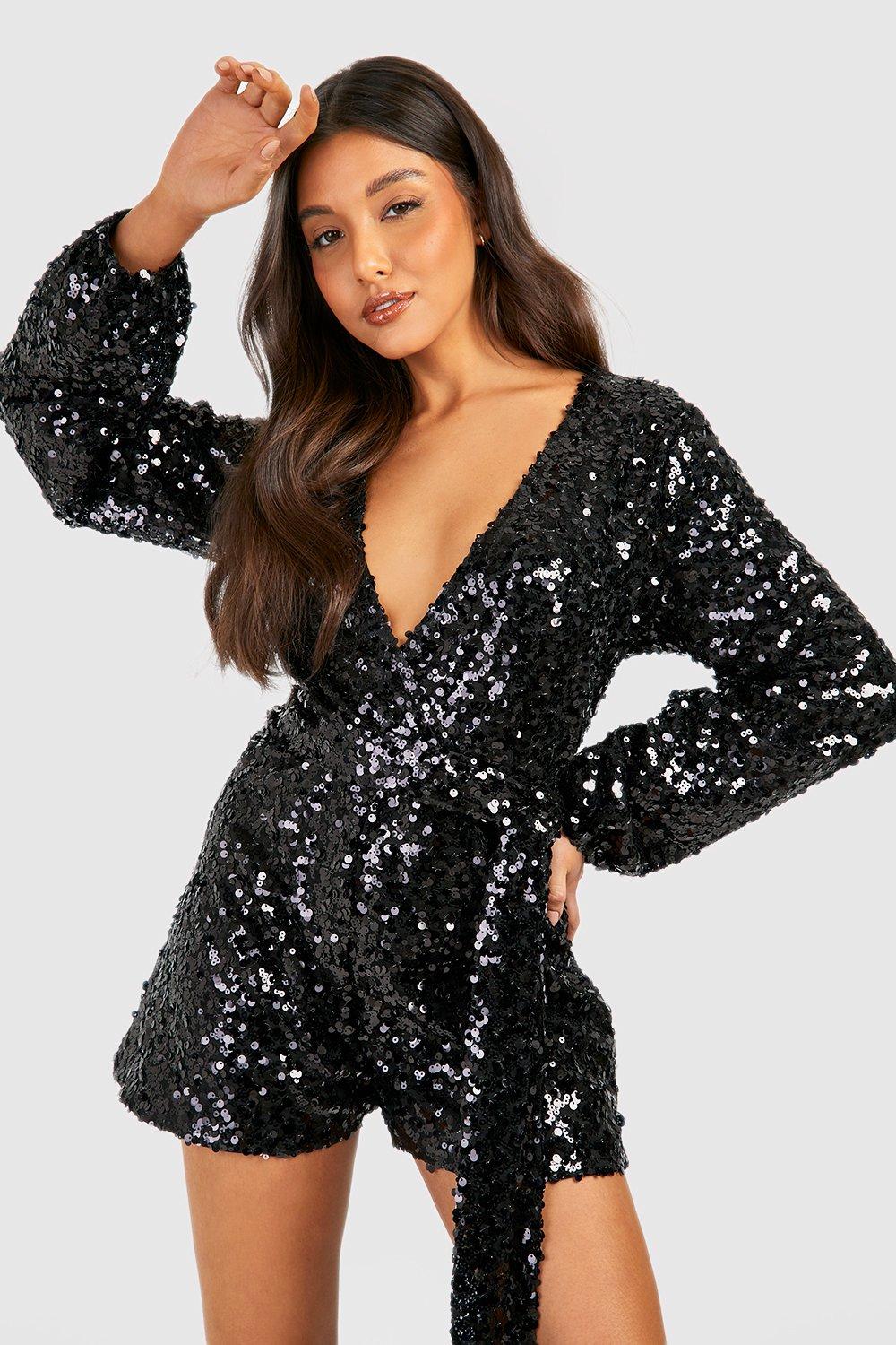 Sequin best sale playsuit boohoo