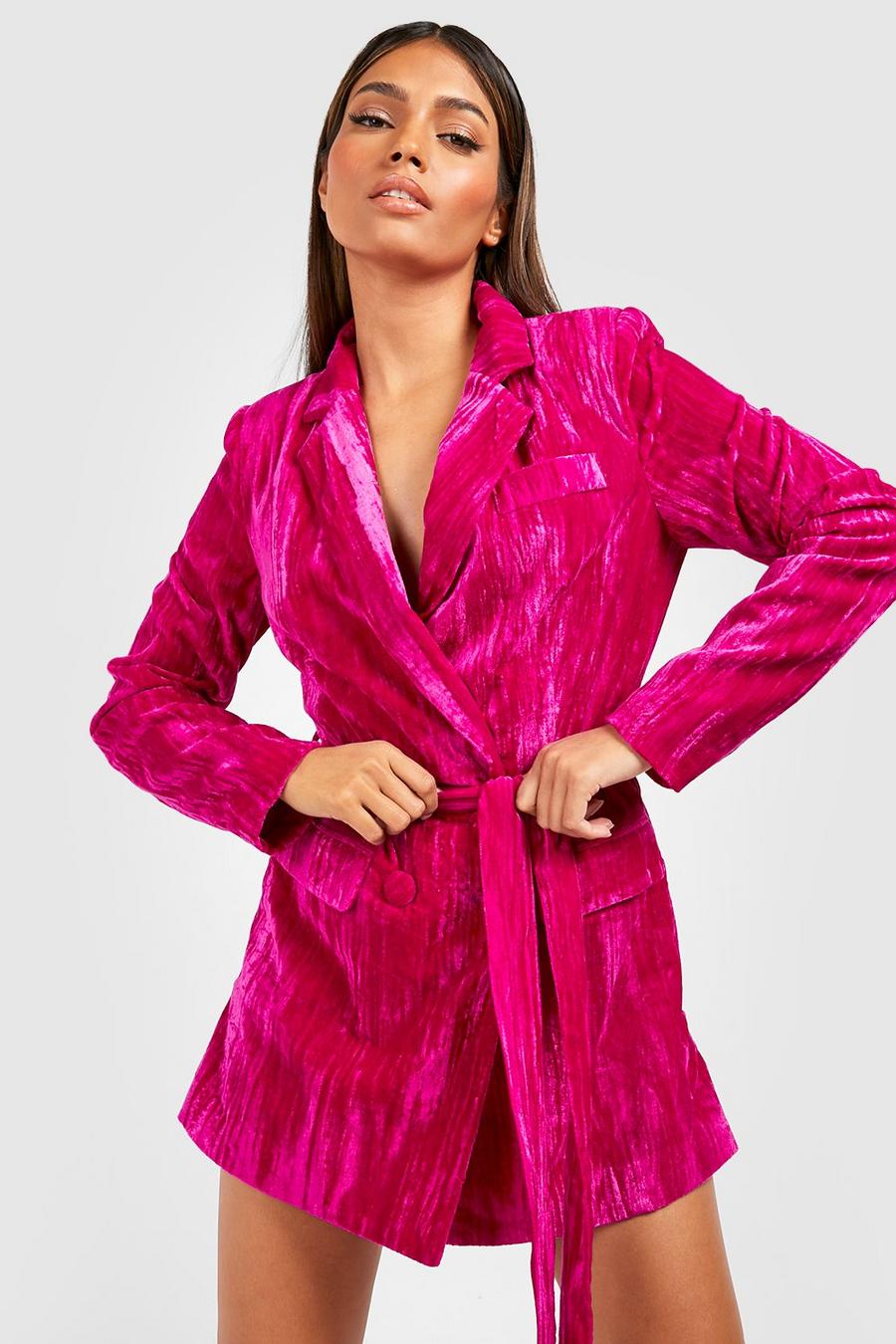 Pink Velvet Blazer Playsuit