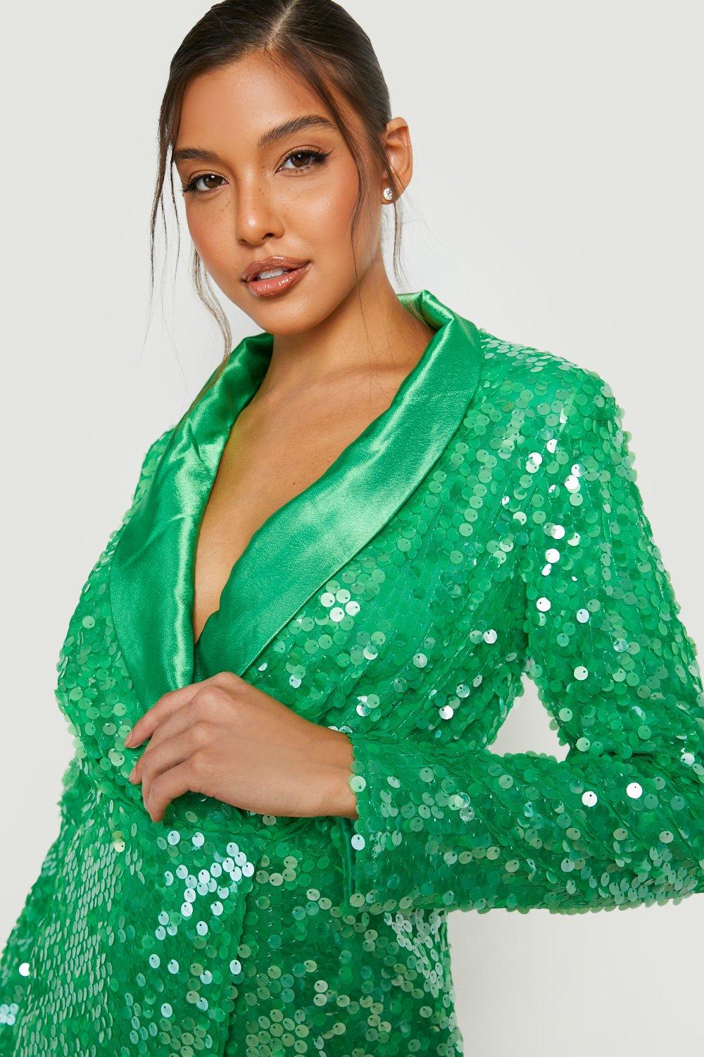 Green sequin blazer clearance dress