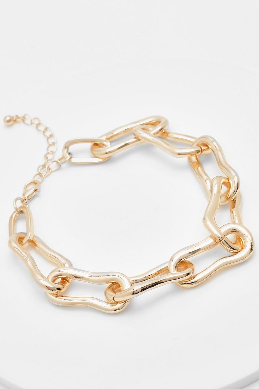 Gold metallic Molten Chain Link Bracelet